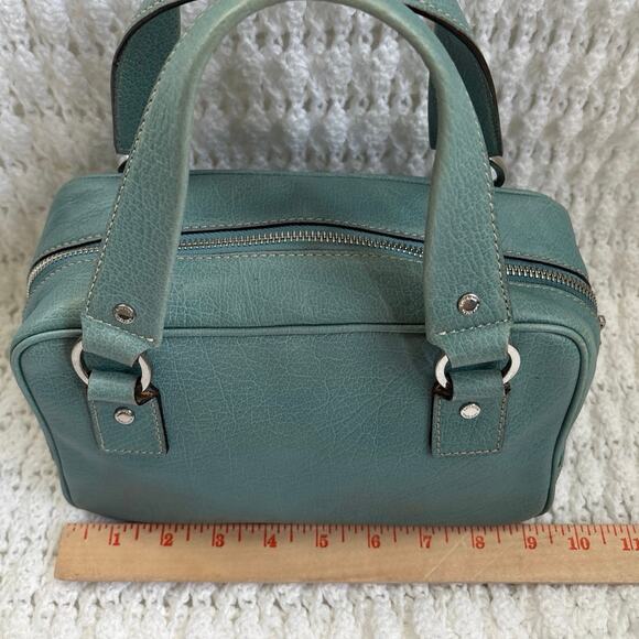 Kate Spade Double Handle Aqua Blue Pebbled Leather Hand Bog With Dust Bag - Picture 7 of 12